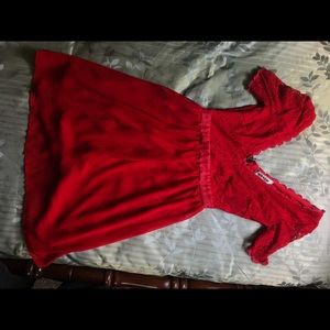 PERFECT FOR THE HOLIDAYS! Red dress w/ lace bodice
